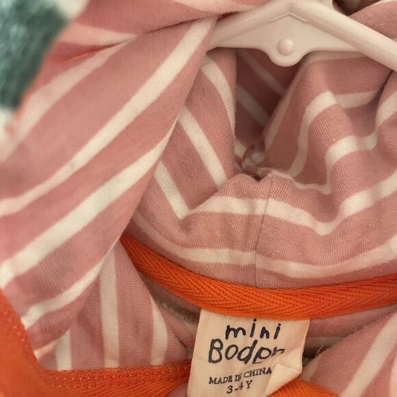 Mini Boden White Floral Swim Dress Cover Up Towelling Terry Hooded Girls SZ 3-4 - Picture 6 of 12